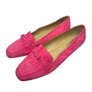 Talbots Stella Knot Suede Leather Loafer Flat Slip On Hot Pink Preppy Size 10